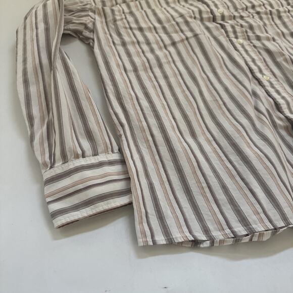 Vintage Faconnable Striped Shirt Cotton Button Up Collared Long Sleeve Medium - Picture 4 of 9